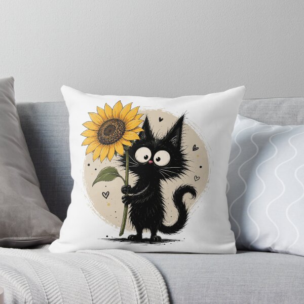 Item preview, Black Cat With Sunflower Cute Floral Cat Lover designed and sold by andre-hollow.