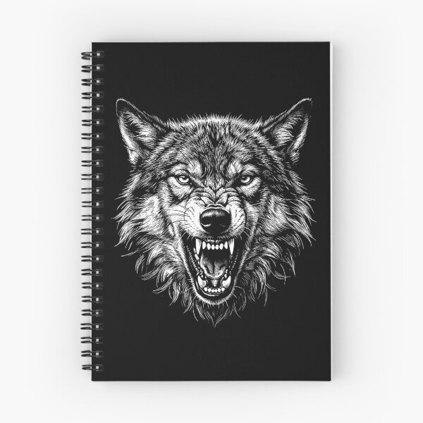 Item preview, Snarling Timber Wolf: Gothic Monochrome Ink Linocut Art designed and sold by FreiherrPK.