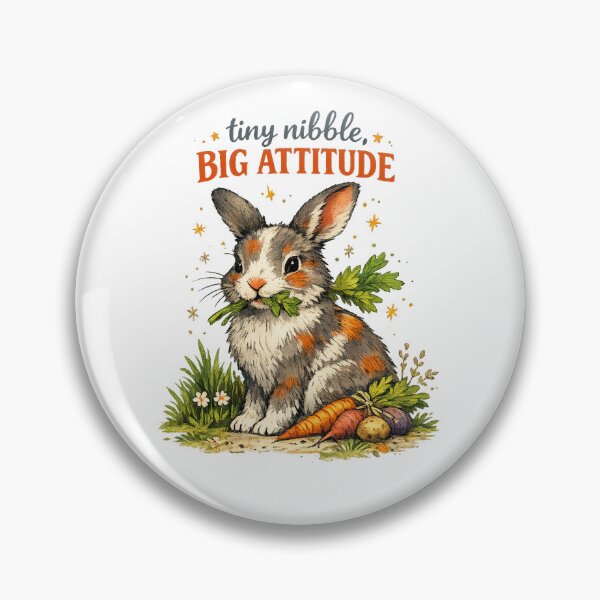 Item preview, Tiny Nibble Big Attitude Cute Bunny Rabbit Carrot Humor Art Design designed and sold by inkoutninja.