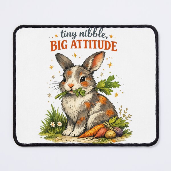 Item preview, Tiny Nibble Big Attitude Cute Bunny Rabbit Carrot Humor Art Design designed and sold by inkoutninja.