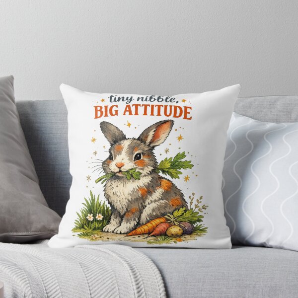 Item preview, Tiny Nibble Big Attitude Cute Bunny Rabbit Carrot Humor Art Design designed and sold by inkoutninja.
