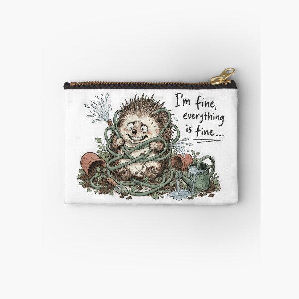 Item preview, I’m Fine Everything Is Fine – Funny Hedgehog Gardening Chaos designed and sold by digital.stickerperso.com.