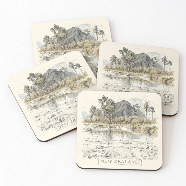 Item preview, Zealandia Southern Alps Landscape: Vintage New Zealand Print designed and sold by FreiherrPK.