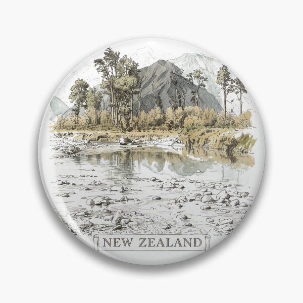 Item preview, Zealandia Southern Alps Landscape: Vintage New Zealand Print designed and sold by FreiherrPK.
