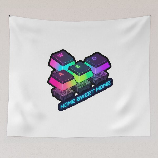 Item preview, WASD Home Sweet Home Neon Gamer Keyboard designed and sold by Qavex Design Co..