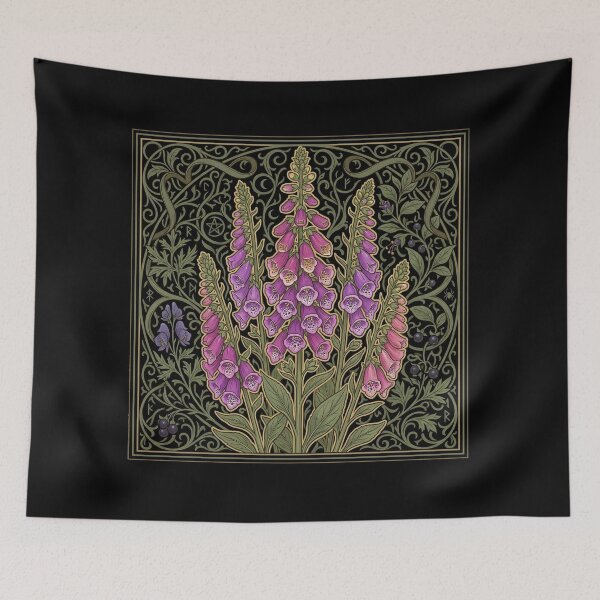 Item preview, Digitalis Purpurea Foxglove Art Nouveau: Poison Garden Botanical Print designed and sold by FreiherrPK.
