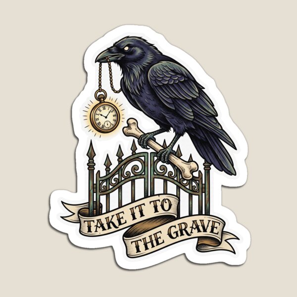 Item preview, Raven On Cemetery Gate Halloween Tattoo designed and sold by Flying Doggo.