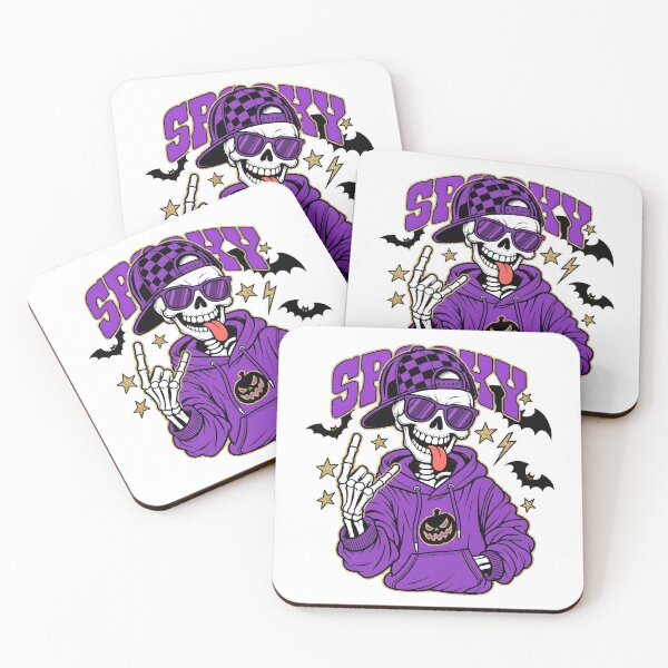 Item preview, Spooky Skeleton Boys Halloween Purple Skater designed and sold by KroghDs.