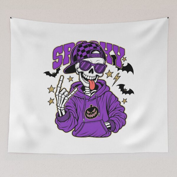 Item preview, Spooky Skeleton Boys Halloween Purple Skater designed and sold by KroghDs.