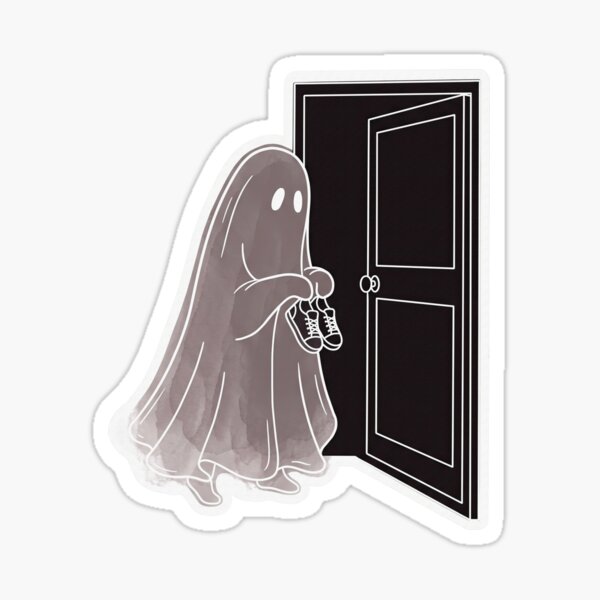 Item preview, Sneaking Ghost at Door Halloween Watercolor designed and sold by Flying Doggo.