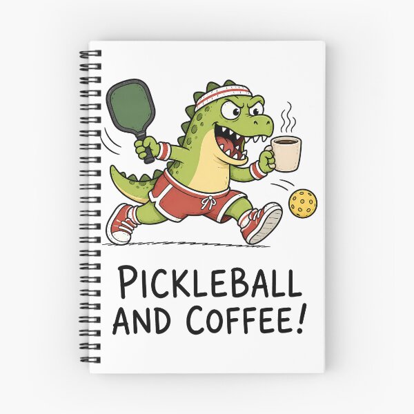 Item preview, Pickleball Coffee Dinosaur Funny Sports Cartoon designed and sold by ShirtWreck.