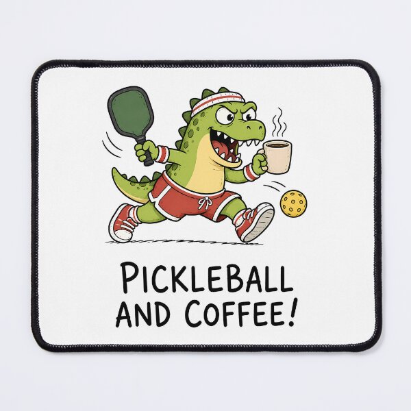 Item preview, Pickleball Coffee Dinosaur Funny Sports Cartoon designed and sold by ShirtWreck.