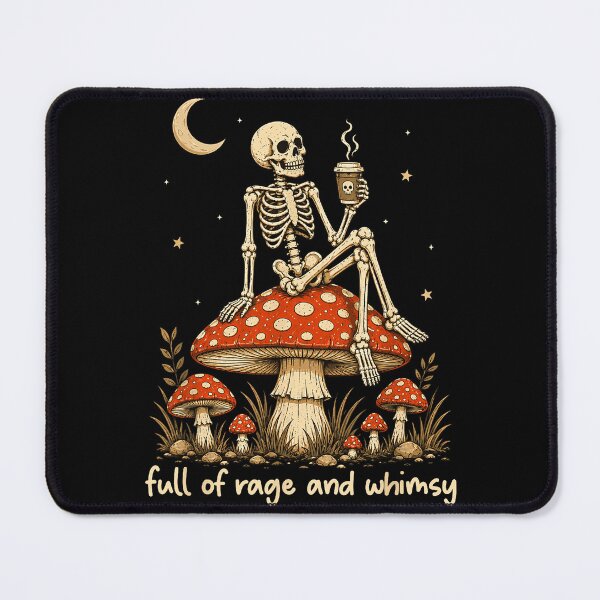 Item preview, Full Of Rage And Whimsy Skeleton Coffee On Mushroom Moon Stars Gothic Cute Fan Apparel designed and sold by slmfams.