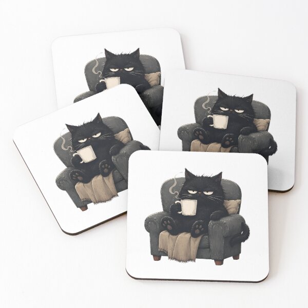 Item preview, Grumpy Black Cat Coffee Lover designed and sold by Beanimilki.