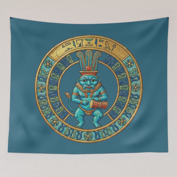 Item preview, Egyptian God Bes Amulet: Ancient Apotropaic Protector Medallion Art designed and sold by FreiherrPK.