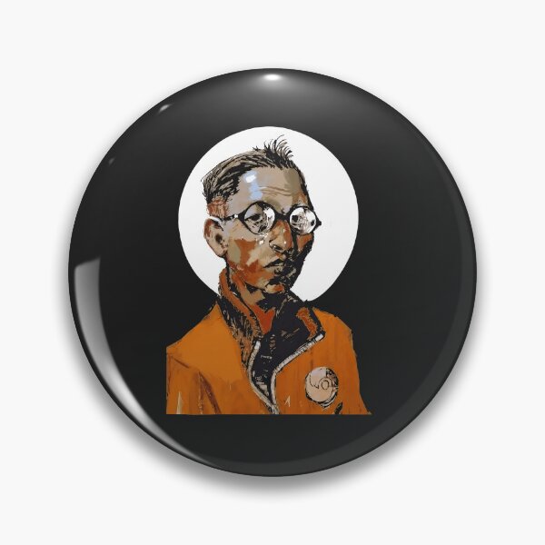 Item preview, Stylized Man Portrait with Glasses Orange Jacket Halo  designed and sold by kathrynsinor.
