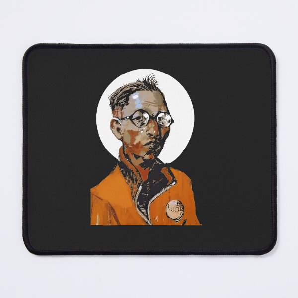 Item preview, Stylized Man Portrait with Glasses Orange Jacket Halo designed and sold by kathrynsinor.