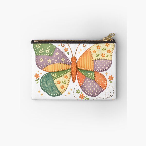 Item preview, Patchwork Butterfly Floral Quilt Cottagecore Folk Art Design Print designed and sold by inkoutninja.
