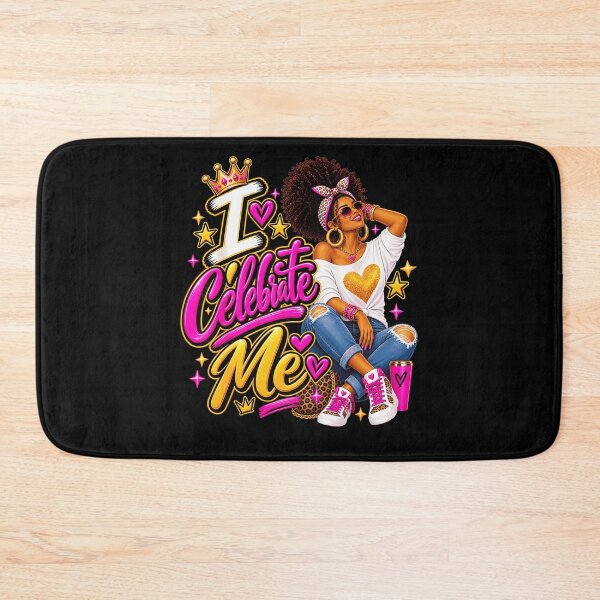 Item preview, I Celebrate Me Confident Black Woman Pink Gold Crown Self Love Empowerment Fan Apparel designed and sold by slmfams.