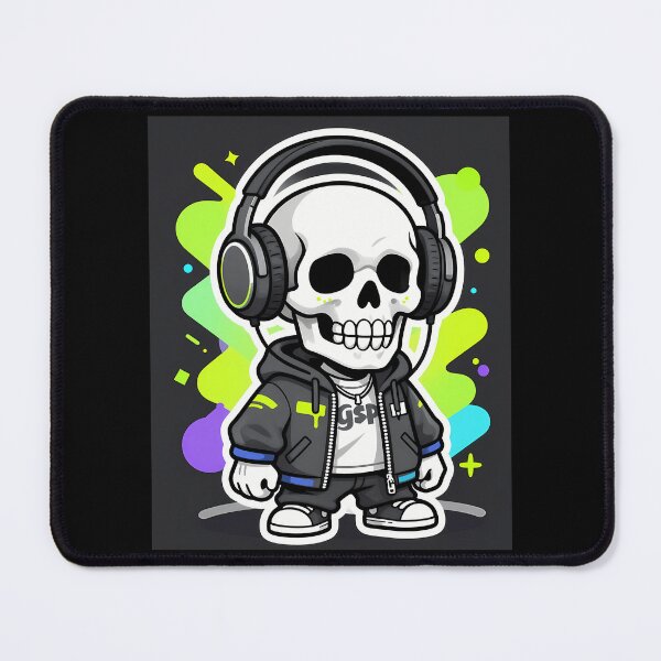 Item preview, Streetwear Skull With Headphones Neon Cartoon Design designed and sold by azoandray.