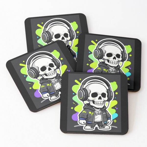Item preview, Streetwear Skull With Headphones  Neon Cartoon Design designed and sold by azoandray.