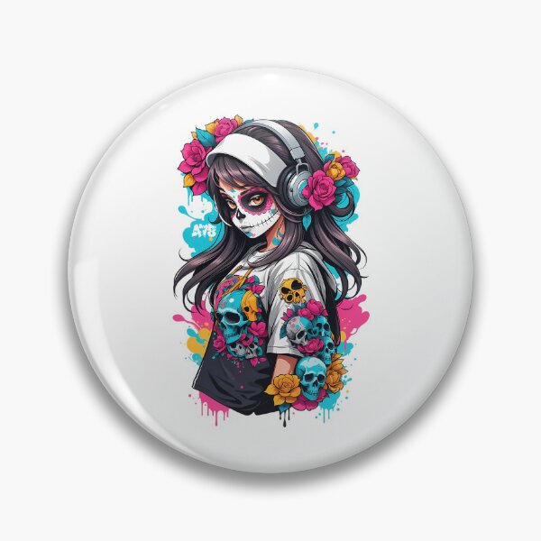 Item preview, Sugar Skull Girl With Black Hair  Headphones designed and sold by azoandray.