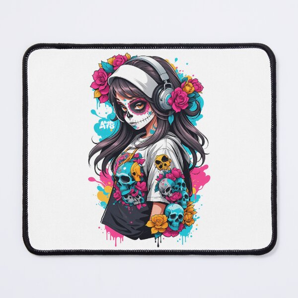 Item preview, Sugar Skull Girl With Black Hair Headphones designed and sold by azoandray.