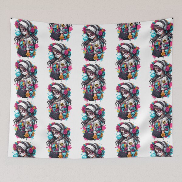 Item preview, Sugar Skull Girl With Black Hair  Headphones designed and sold by azoandray.