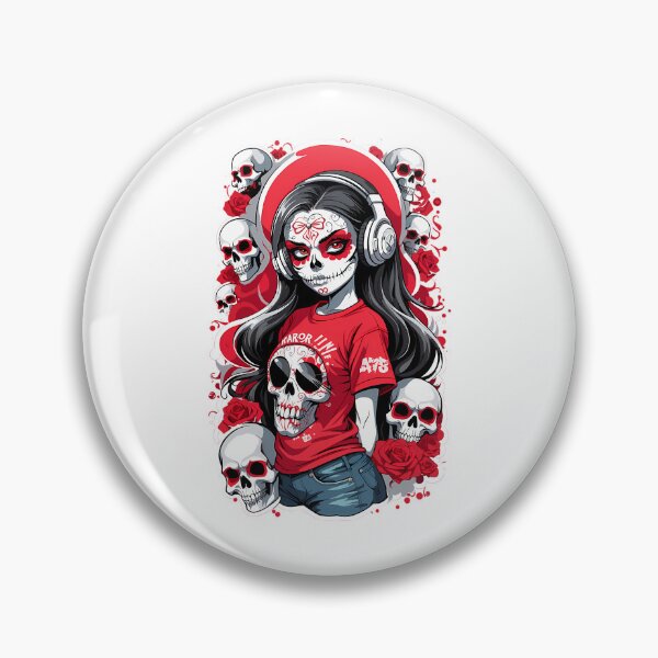 Item preview, Sugar Skull Girl With Black Hair And White Headphones designed and sold by azoandray.