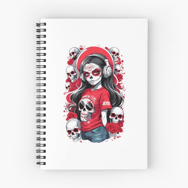 Item preview, Sugar Skull Girl With Black Hair And White Headphones designed and sold by azoandray.