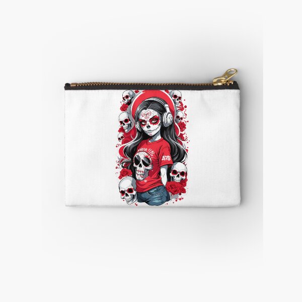 Item preview, Sugar Skull Girl With Black Hair And White Headphones designed and sold by azoandray.