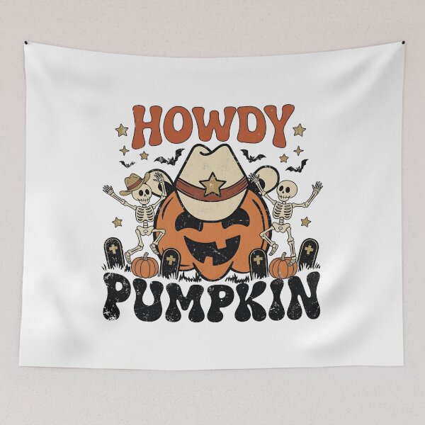 Item preview, Western Halloween Howdy Cowboy Pumpkin Skeleton designed and sold by KroghDs.
