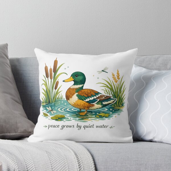 Item preview, Peace Grows by Quiet Water Duck Pond Cottagecore Nature Art Design designed and sold by inkoutninja.