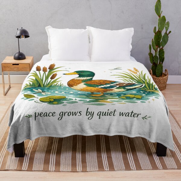 Item preview, Peace Grows by Quiet Water Duck Pond Cottagecore Nature Art Design designed and sold by inkoutninja.