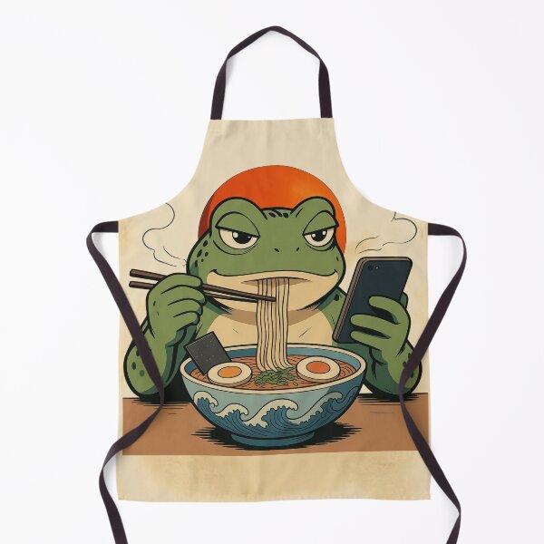 Item preview, Grumpy Frog Eating Ramen – Retro Japanese Anime Vintage Poster designed and sold by Magda-Creates.
