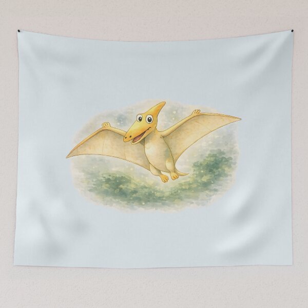 Item preview, Happy Flying Pterodactyl – Cute Watercolor Dinosaur Illustration designed and sold by blankTeeShirt.
