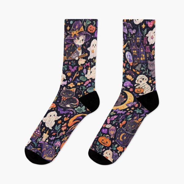 Item preview, Cute Halloween Cats Pattern designed and sold by Iampoji.