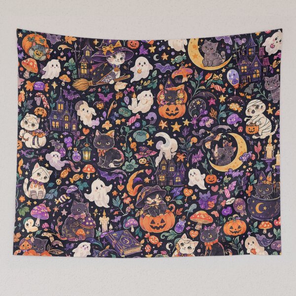 Item preview, Cute Halloween Cats Pattern designed and sold by Iampoji.