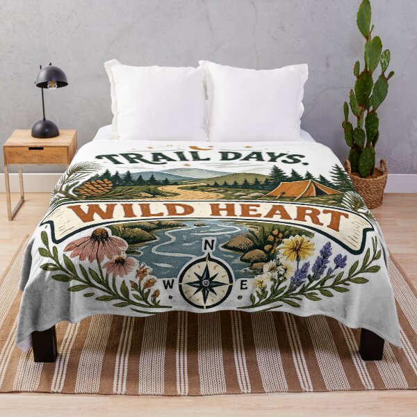 Item preview, Trail Days Wild Heart Hiking Camping Mountain Adventure Art designed and sold by inkoutninja.