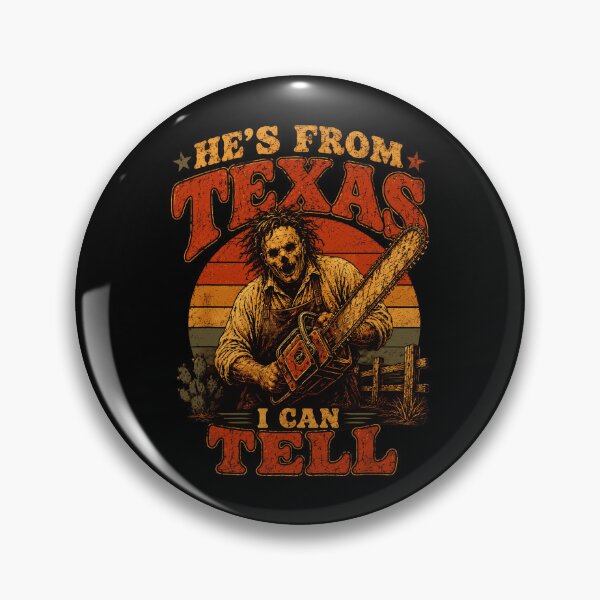 Item preview, Hes From Texas I Can Tell Leatherface Chainsaw Retro Sunset Horror Movie Fan Apparel designed and sold by slmfams.