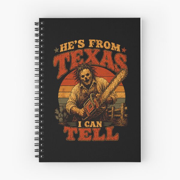 Item preview, Hes From Texas I Can Tell Leatherface Chainsaw Retro Sunset Horror Movie Fan Apparel designed and sold by slmfams.