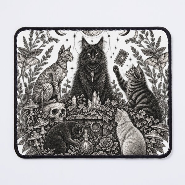 Item preview, Cat Coven Mystical Witchy Moon Phase Crystal Graphic designed and sold by VGAfanatic.