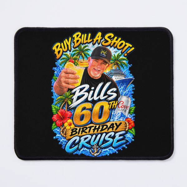 Item preview, Buy Bill A Shot Bills 60th Birthday Cruise Tropical Party Celebration Fan Apparel designed and sold by slmfams.