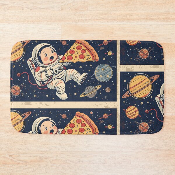 Item preview, Cute Astronaut Eating Pizza in Space – Funny Space Pizza Cartoon designed and sold by mrworld000.