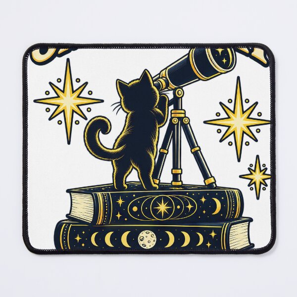 Item preview, Small Cat Big Universe — Stargazing Cat with Telescope designed and sold by thefreezoneart.