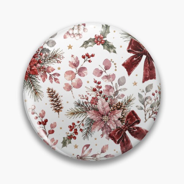 Item preview, Elegant Vintage Christmas Floral Pattern – Burgundy Bows & Poinsettias designed and sold by DreamPixelPrint.