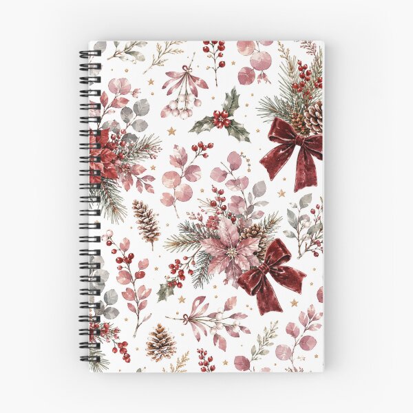 Item preview, Elegant Vintage Christmas Floral Pattern – Burgundy Bows & Poinsettias designed and sold by DreamPixelPrint.