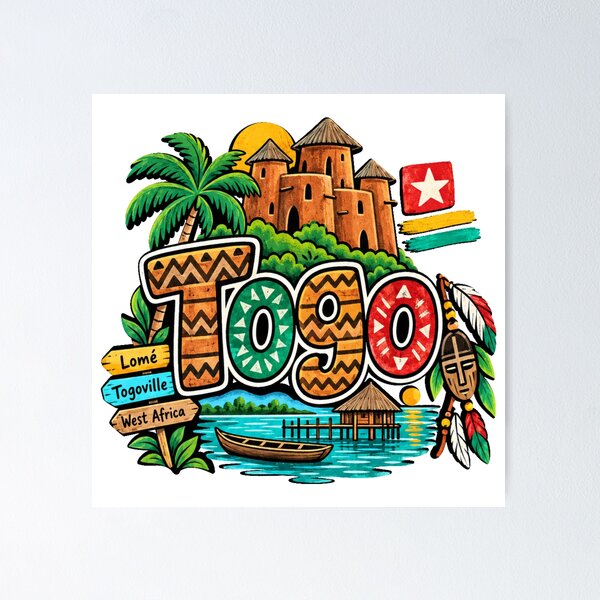 Item preview, Hand Drawn Togo Travel Souvenir Landmark Gift designed and sold by MichaeIRellov.