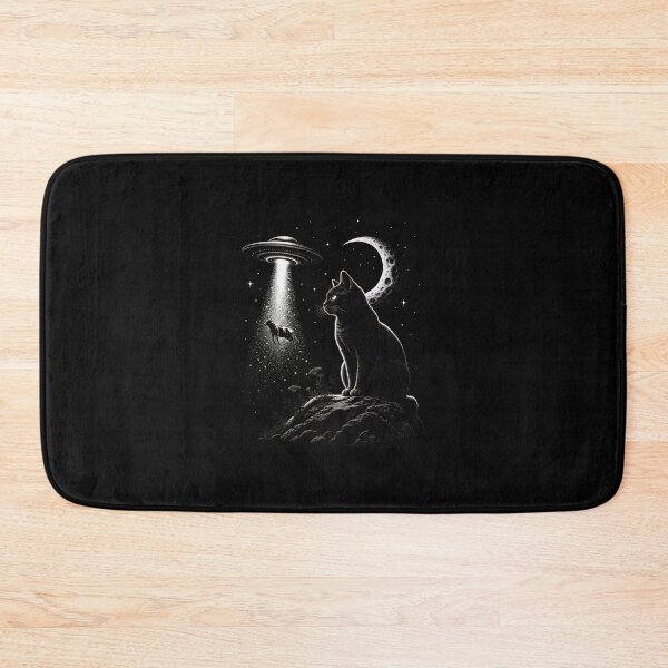 Item preview, Black Cat UFO Abduction Moon Art designed and sold by SoyLamderma.