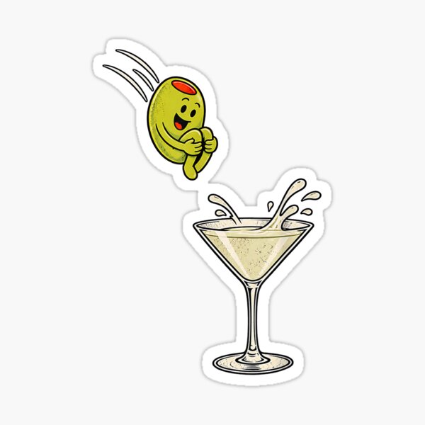Item preview, Funny Olive Jumping Into Martini Cocktail designed and sold by ImeldaSparks.